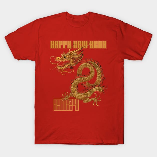 Year Of The Dragon 2024 Zodiac Chinese New Year 2024 T-Shirt by FrogandFog